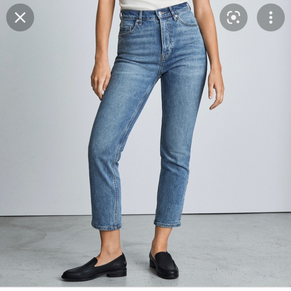 Everlane high rise straight jeans.